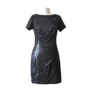 Laundry By Design Black Metallic Pointe Knit Short Sleeve Sheath Dress Size 6